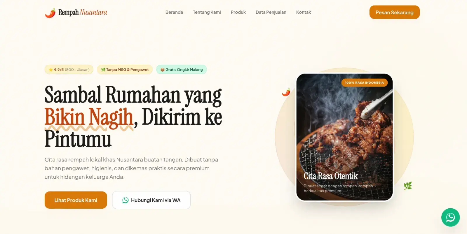 UMKM business website template landing page